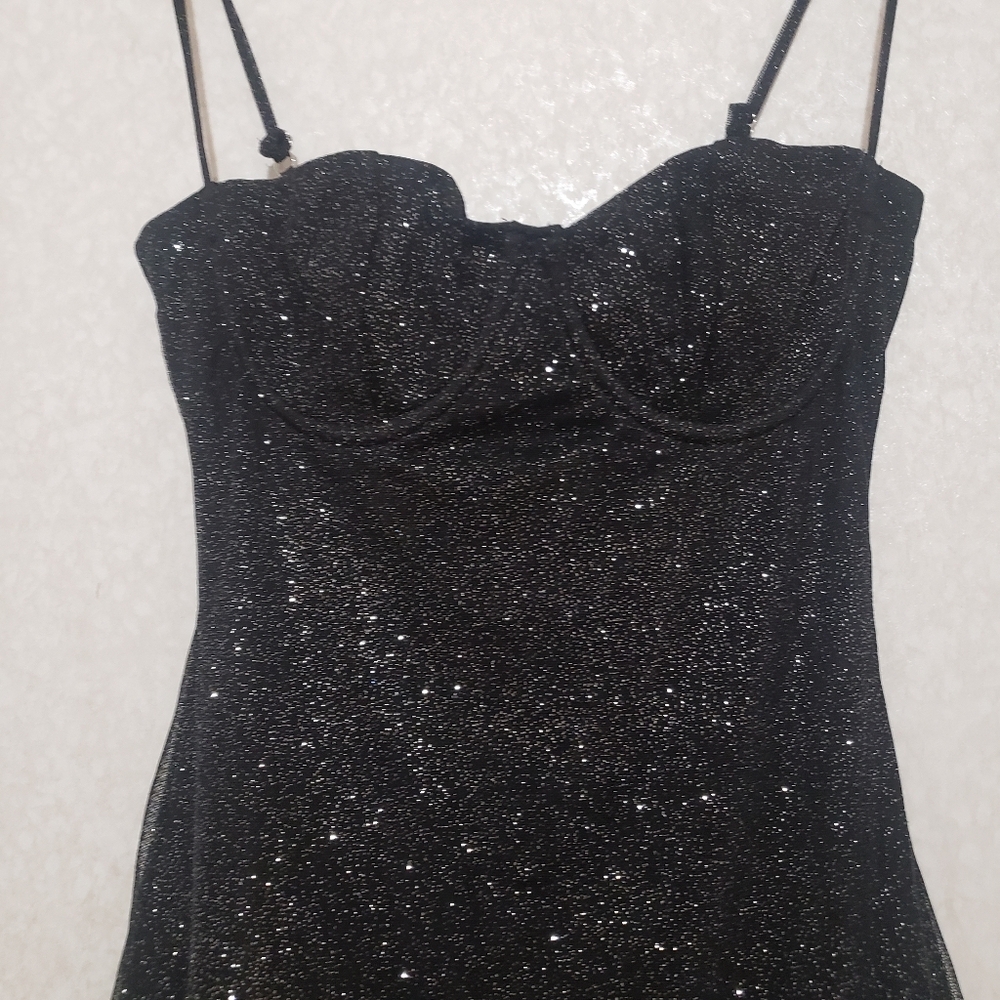 NEW SMALL BABYBOO PIXIE MINI DRESS-BLACK SPARKLE - Picture 7 of 12